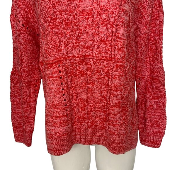 Anthropologie Pilcro Jasmine Cable Knit Tunic Sweater XS Raspberry Marled NWT - Picture 9 of 12